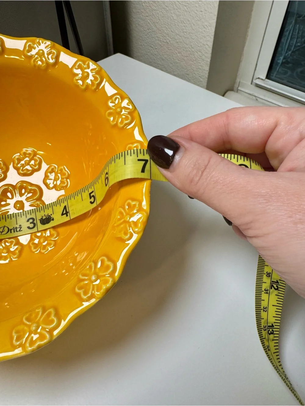 Vintage 1950’s California Pottery Yellow Ceramic Floral Embossed Dip Bowl
